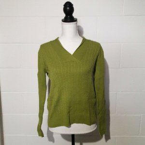 Jeanne Pierre Women's Green Cable Knit Sweater